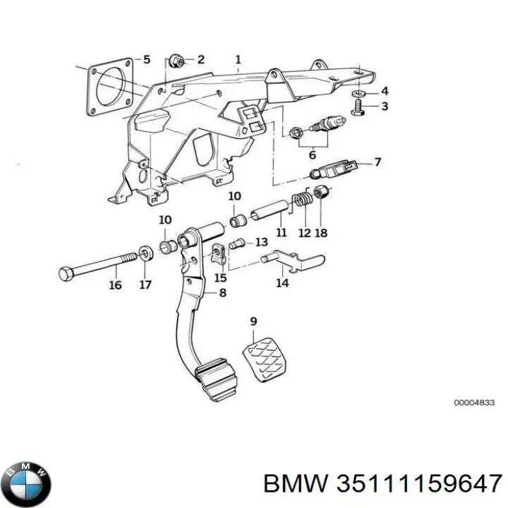 Кронштейн педалей, педальный узел 35111159647 BMW