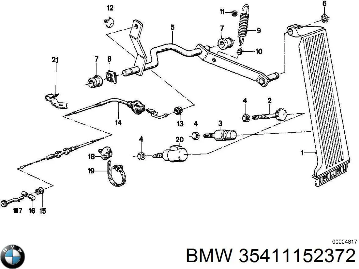 Клипса крепления накладок порогов 35411152372 BMW