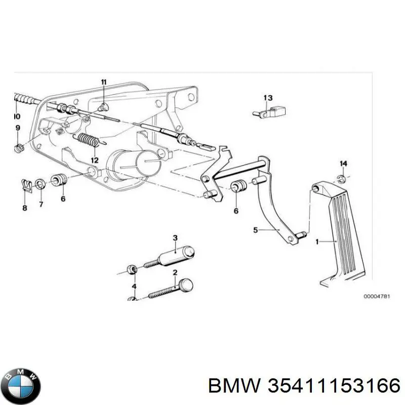 Трос/тяга газа (акселератора) BMW 35411153166