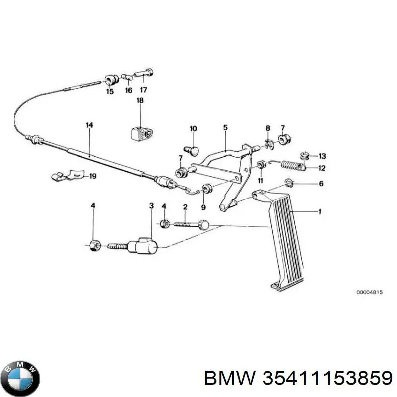 Трос/тяга газа (акселератора) BMW 35411153859