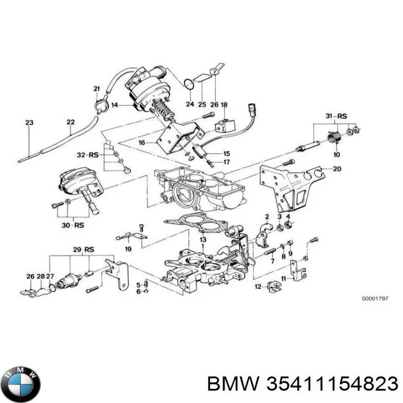 Купить 35411154823 BMW Трос газа