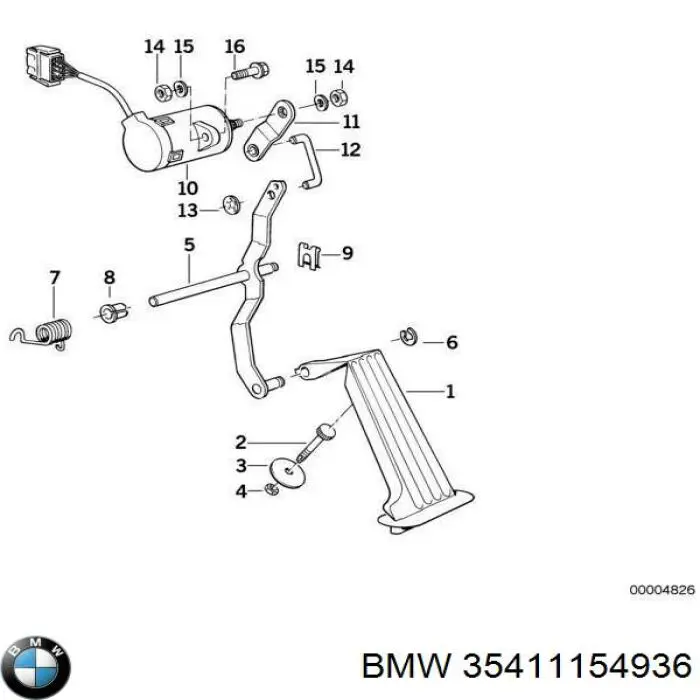 Педаль газа (акселератора) BMW 35411154936 цена, от 99.09 USD