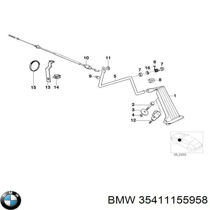 Трос/тяга газа (акселератора) BMW 35411155958