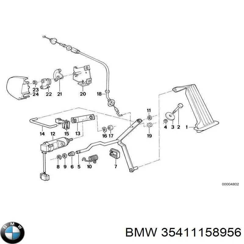 Трос газа 35411158956 BMW