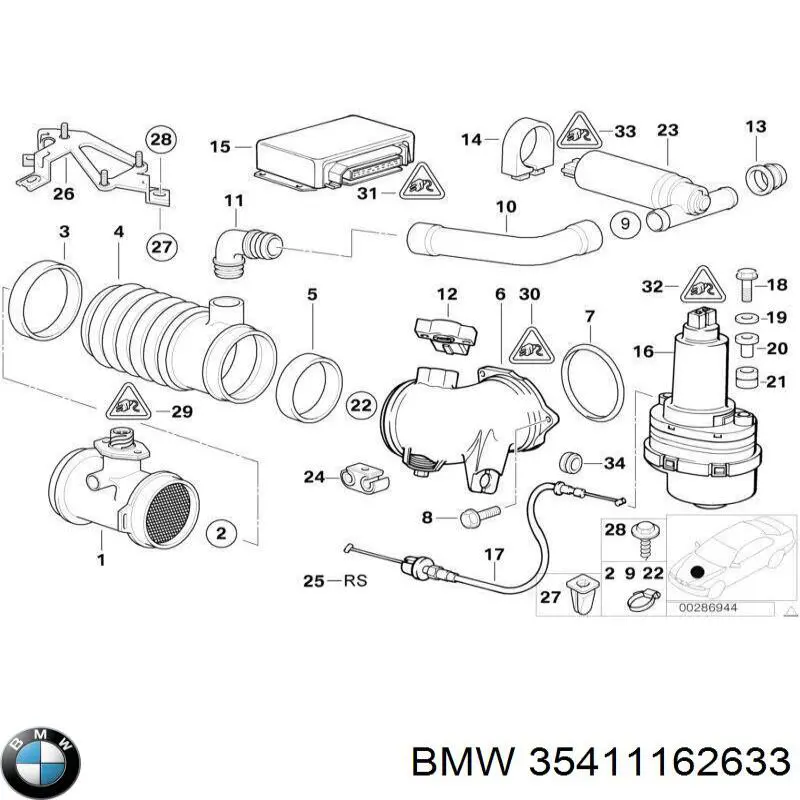 35411162633 BMW cabo/pedal de gás (de acelerador)