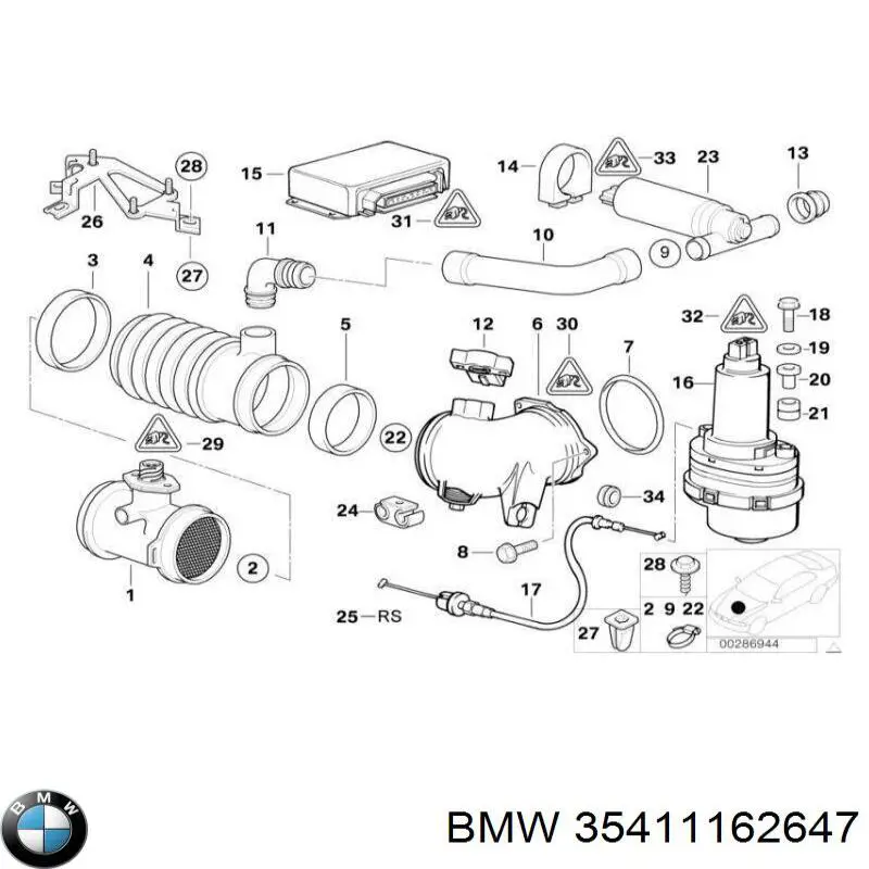 35411162647 BMW cabo/pedal de gás (de acelerador)