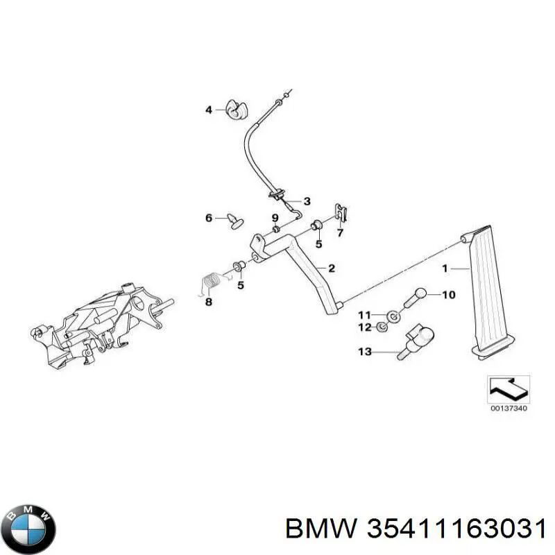 Трос/тяга газа (акселератора) BMW 35411163031