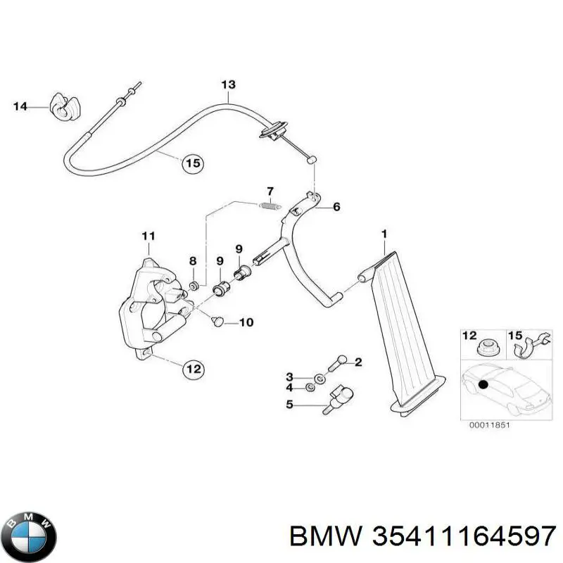 Трос/тяга газа (акселератора) BMW 35411164597