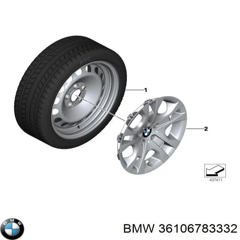 Колпак колесного диска BMW 36106783332 цена, от 85.01 USD