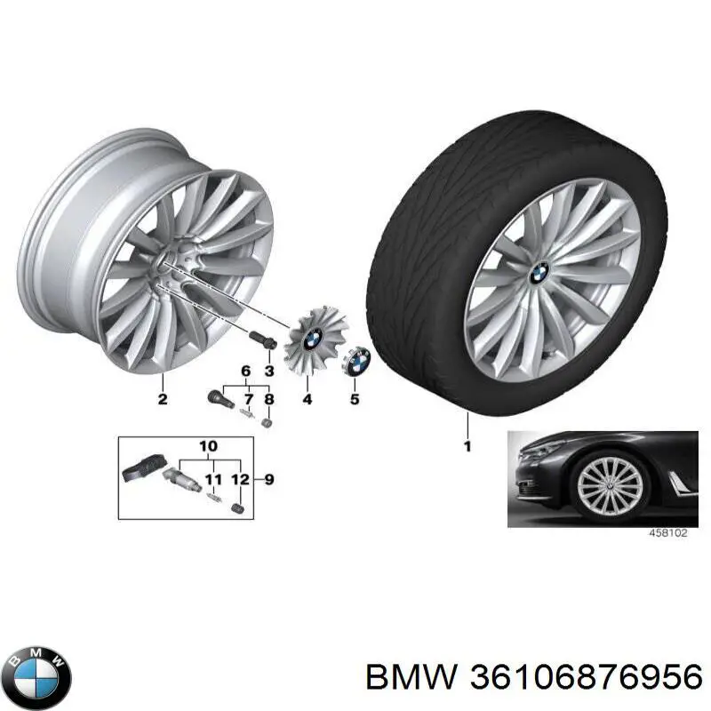 Датчик давления воздуха в шинах BMW 36106876956