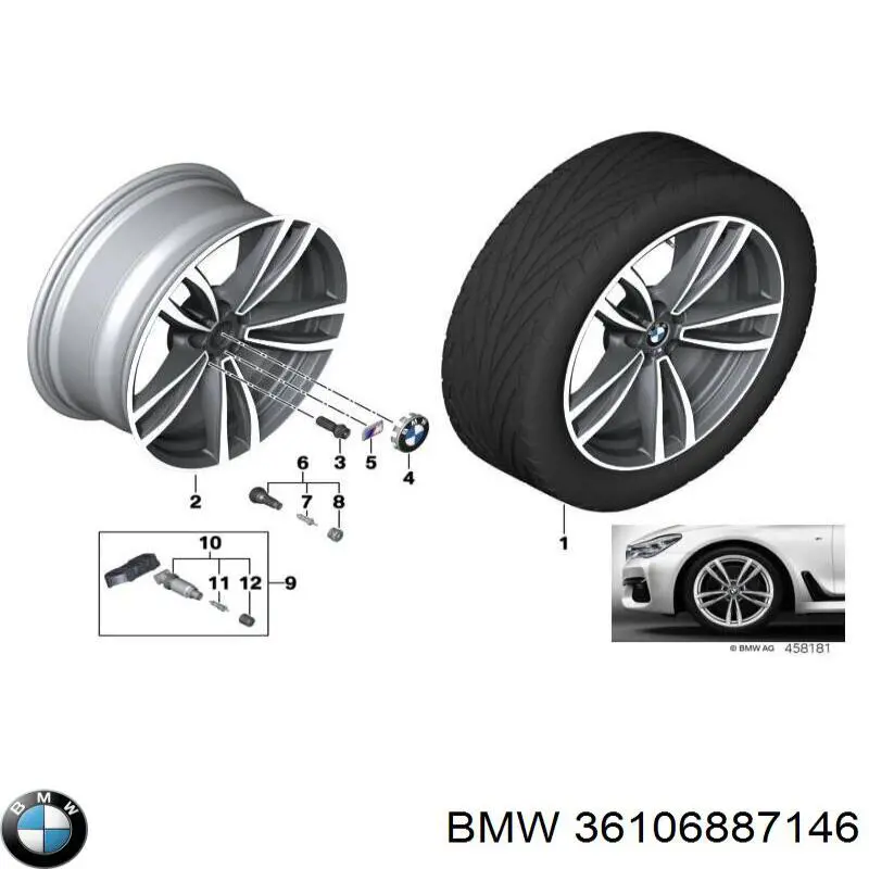 Датчик давления воздуха в шинах BMW 36106887146