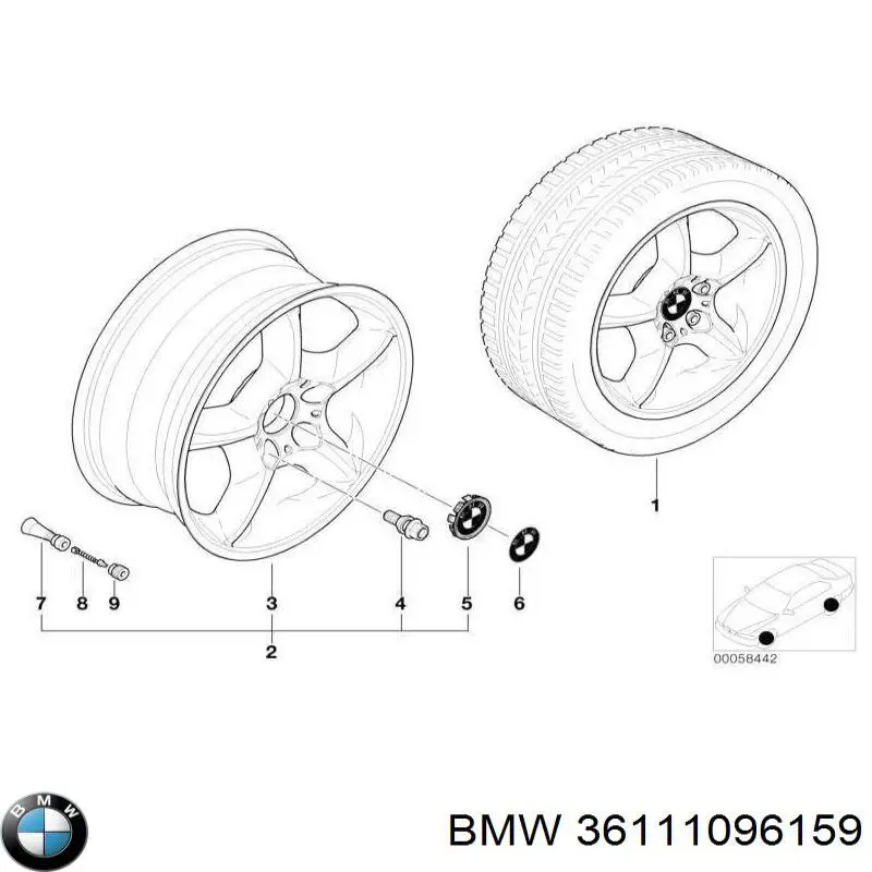 Диски колесные литые (легкосплавные, титановые) BMW 36111096159