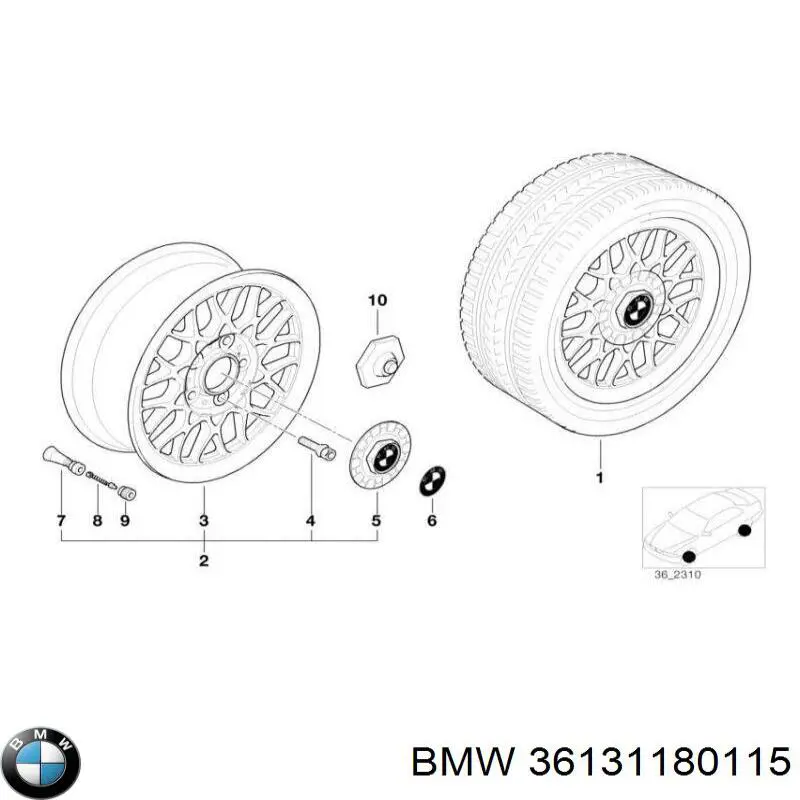 Колпаки на диски 36131180115 BMW