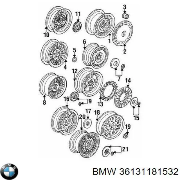 Колпак колесного диска BMW 36131181532 цена, от 115.59 USD