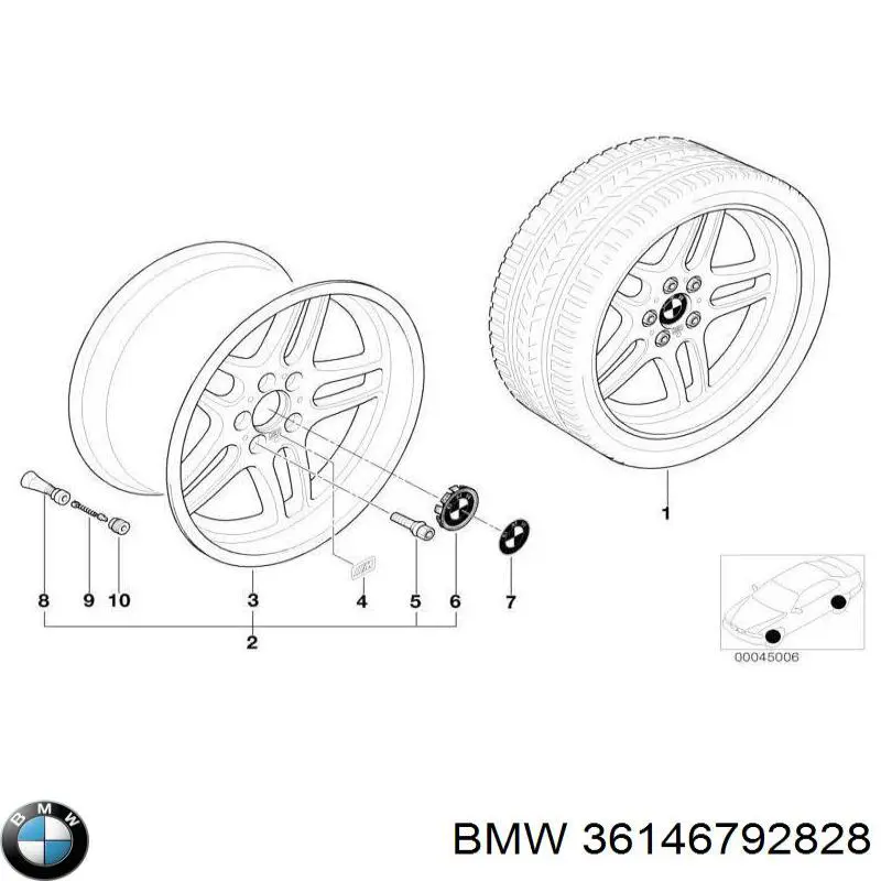 Датчик давления воздуха в шинах BMW 36146792828