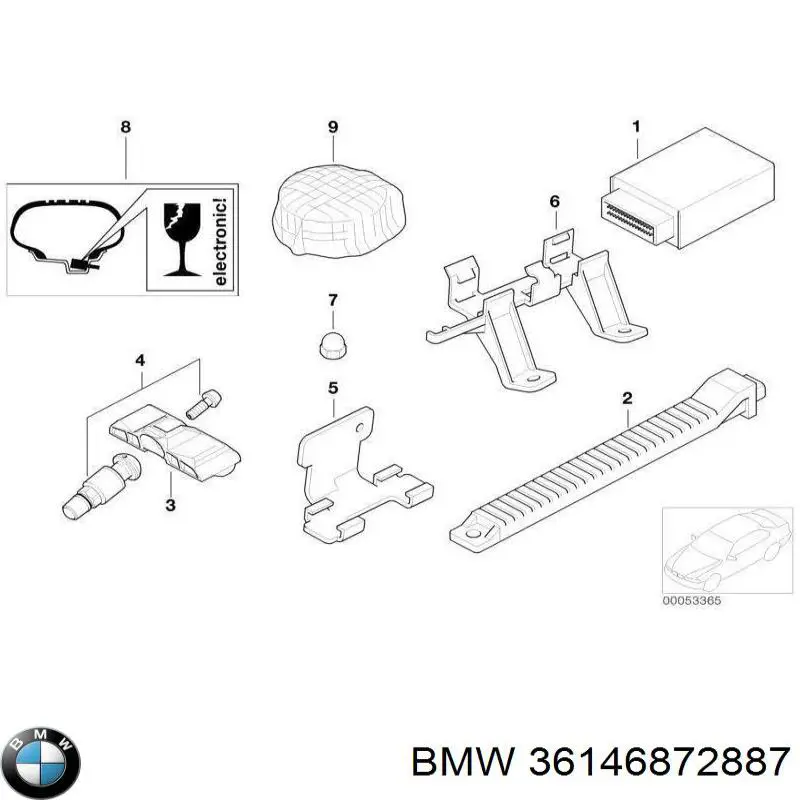Датчик давления воздуха в шинах BMW 36146872887