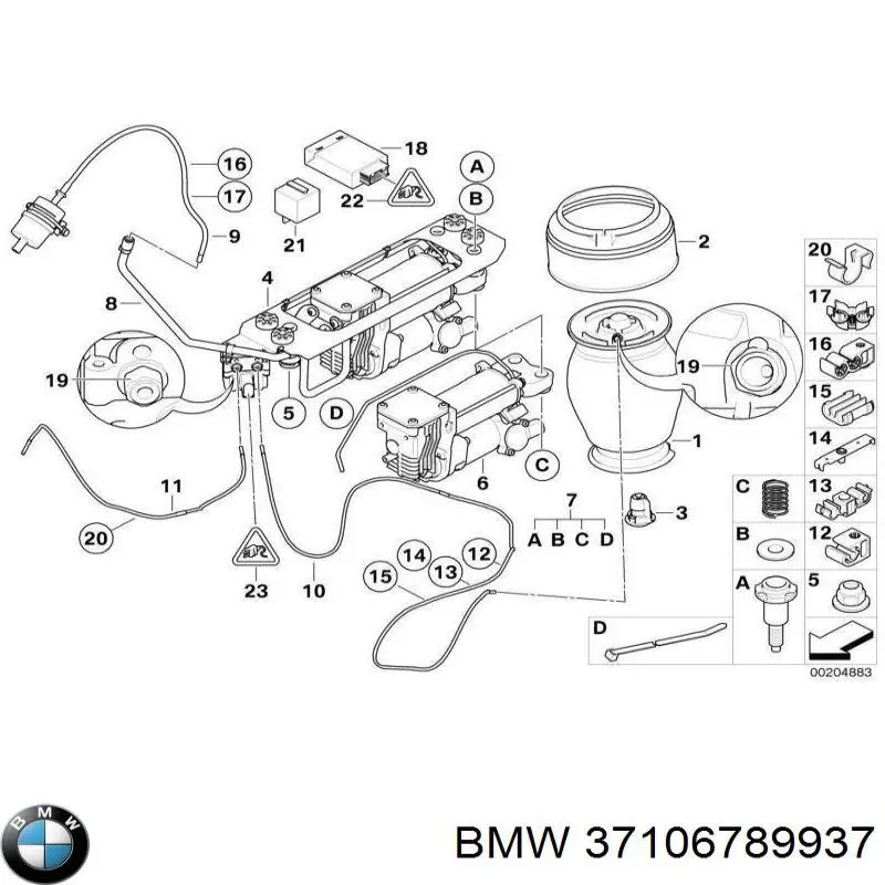 Компрессор пневмоподвески BMW 37106789937 цена, от 454.62 USD