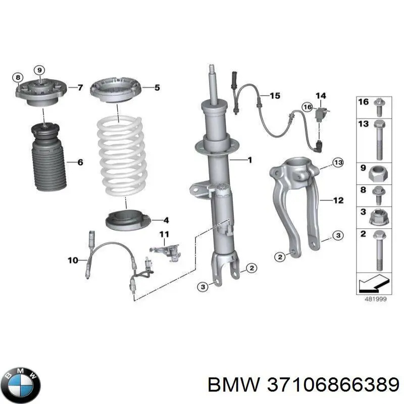 37106866389 BMW amortecedor dianteiro esquerdo