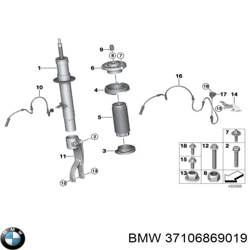 37106869019 BMW amortecedor dianteiro esquerdo