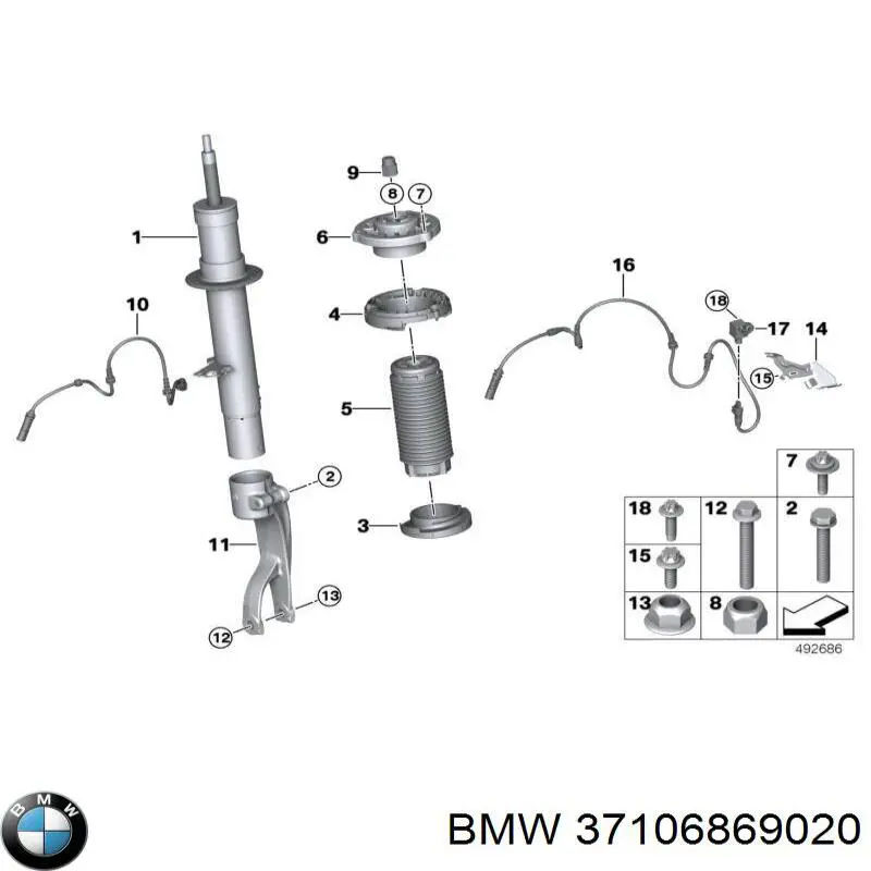 Amortecedor dianteiro direito para BMW X5 (G05, F95)