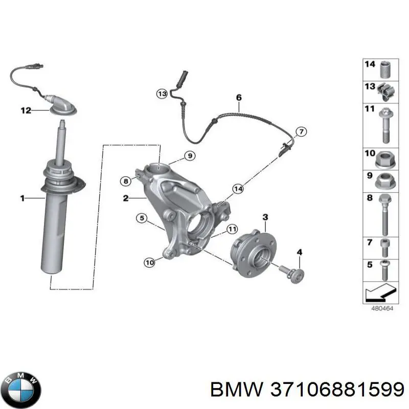 Амортизатор передней подвески левой BMW 37106881599 цена, от 183.41 USD