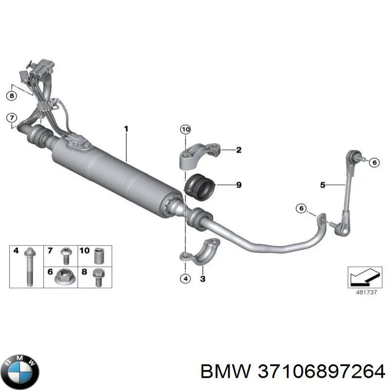 Стабилизатор поперечной устойчивости передний BMW 37106899783 цена, от 633.47 USD