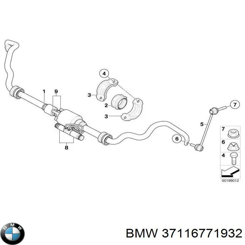 Втулка переднего стабилизатора на BMW 7 F01, F02, F03, F04
