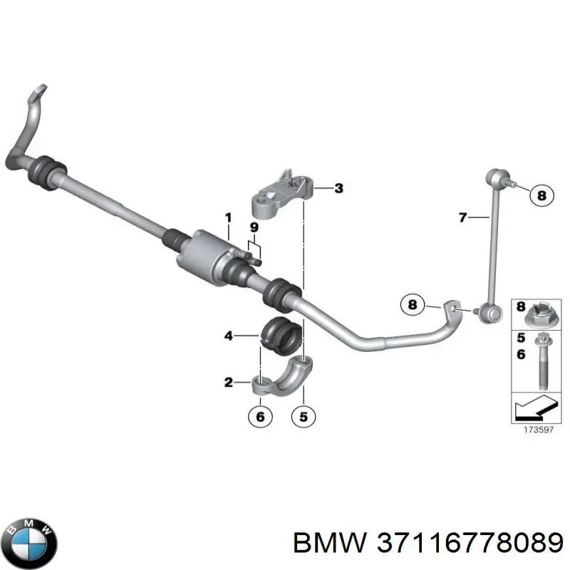 Стабилизатор задний 37104068841 BMW