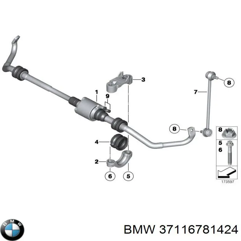 Стабилизатор задний 37114068268 BMW