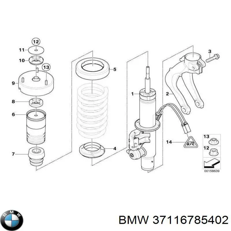 Амортизатор передний левый 37116785402 BMW