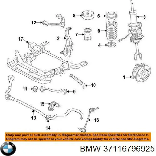 Амортизатор передний левый 37116796925 BMW