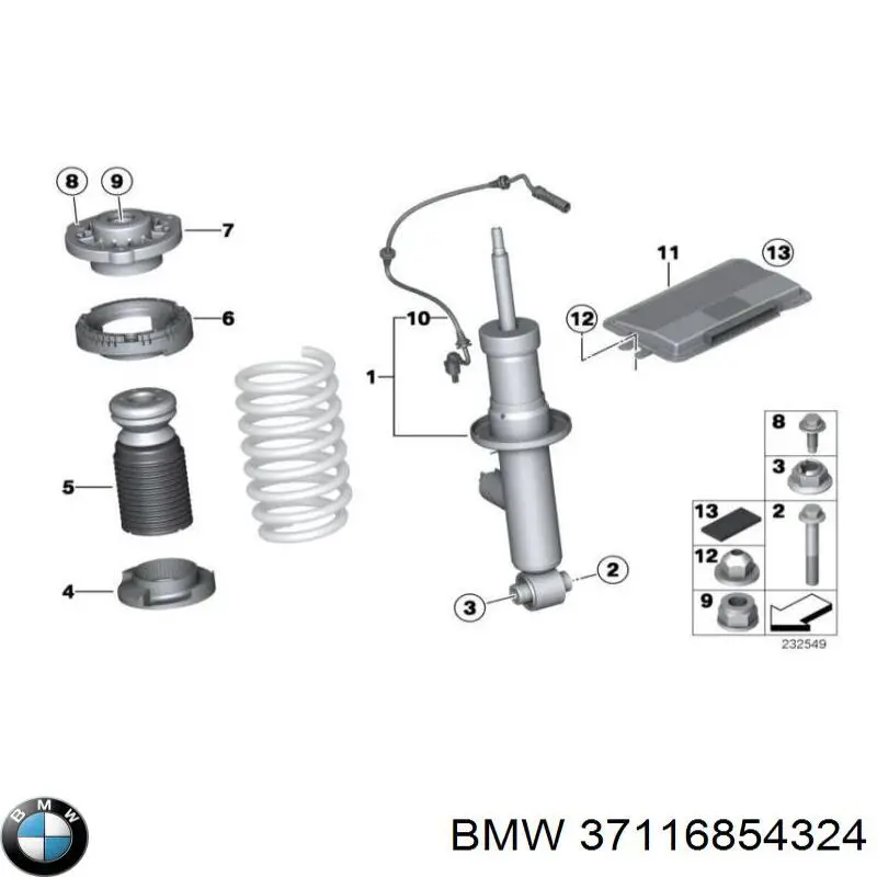Амортизатор передней подвески левой BMW 37116854324 цена, от 205.98 USD