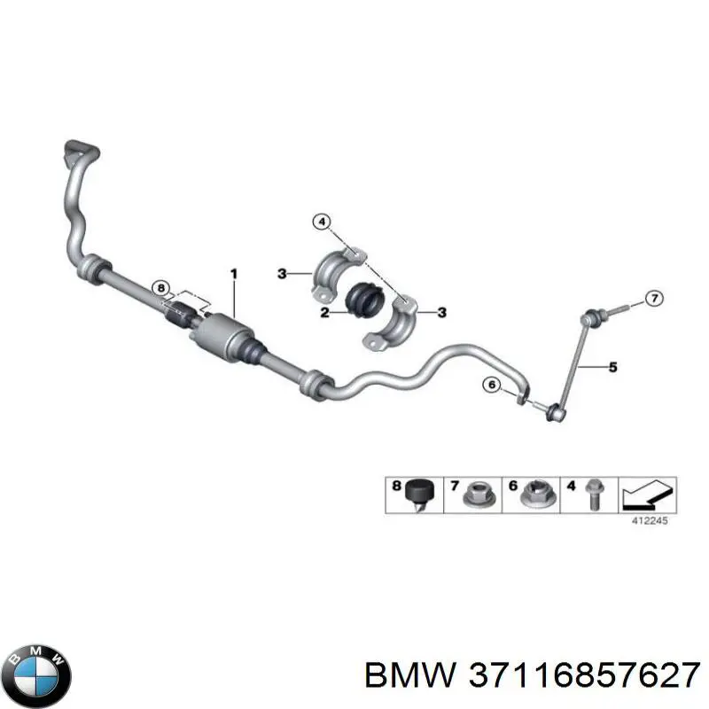 Купить 37116857627 BMW Солдатик стабилизатора, переднего, левый