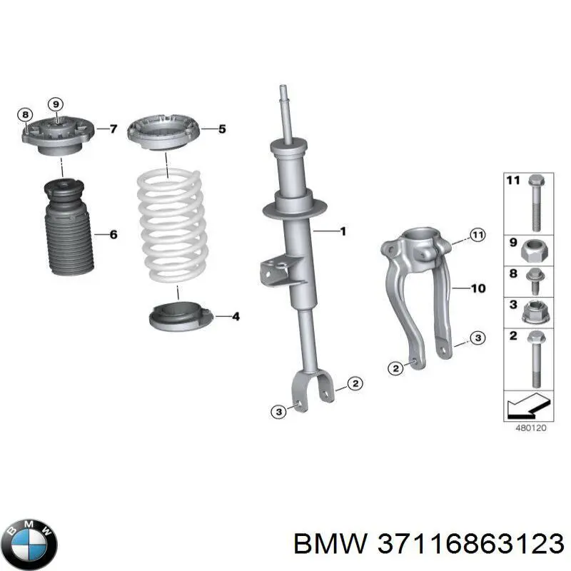 Амортизатор передней подвески левой BMW 37116863123 цена, от 330.51 USD