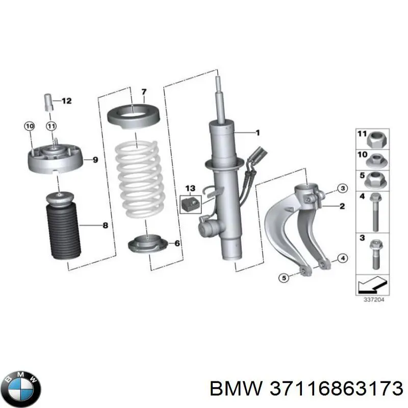 Амортизатор передний левый 37116863173 BMW