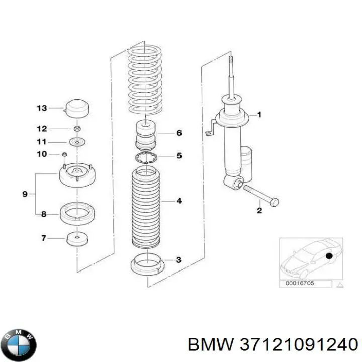 Опора заднего амортизатора BMW 37121091240 цена, от 12.67 USD