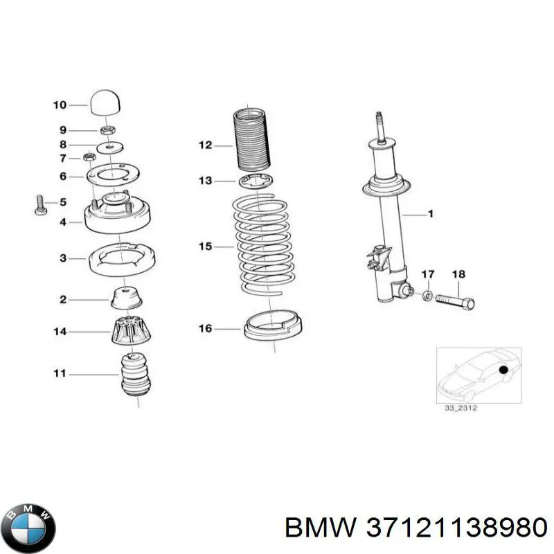 Амортизатор задний правый 37121138980 BMW