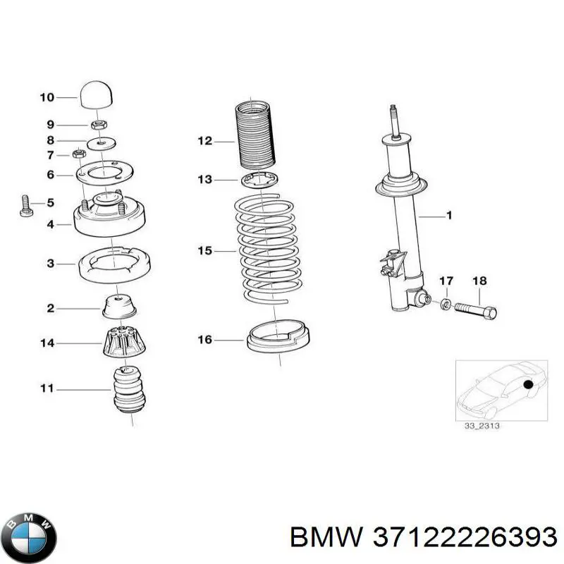 Амортизатор задний левый 37122226393 BMW