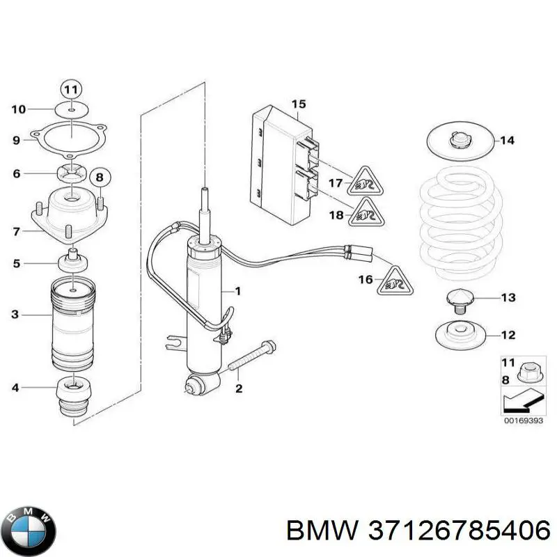 Амортизатор задний правый 37126785406 BMW