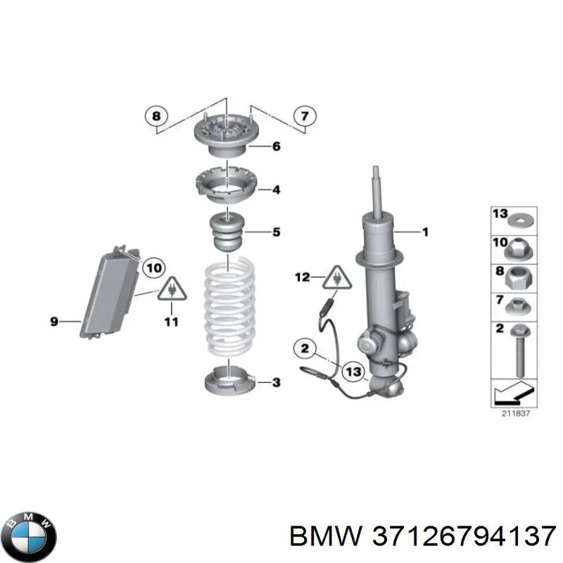 Амортизатор задний левый 37126794137 BMW