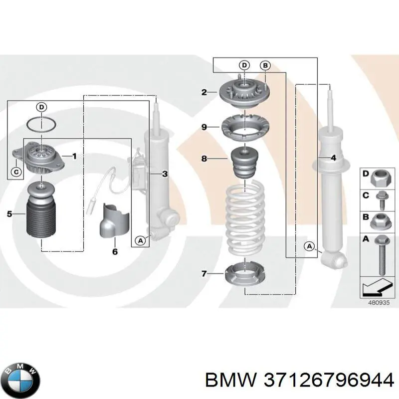 Амортизатор задний правый 37126796944 BMW