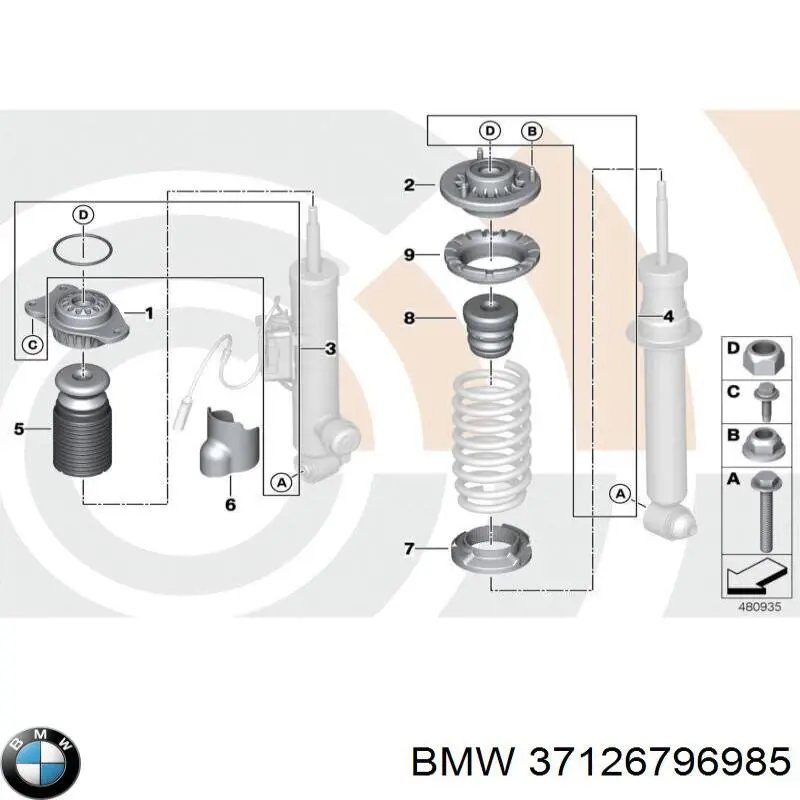 Амортизатор задний левый 37126796985 BMW