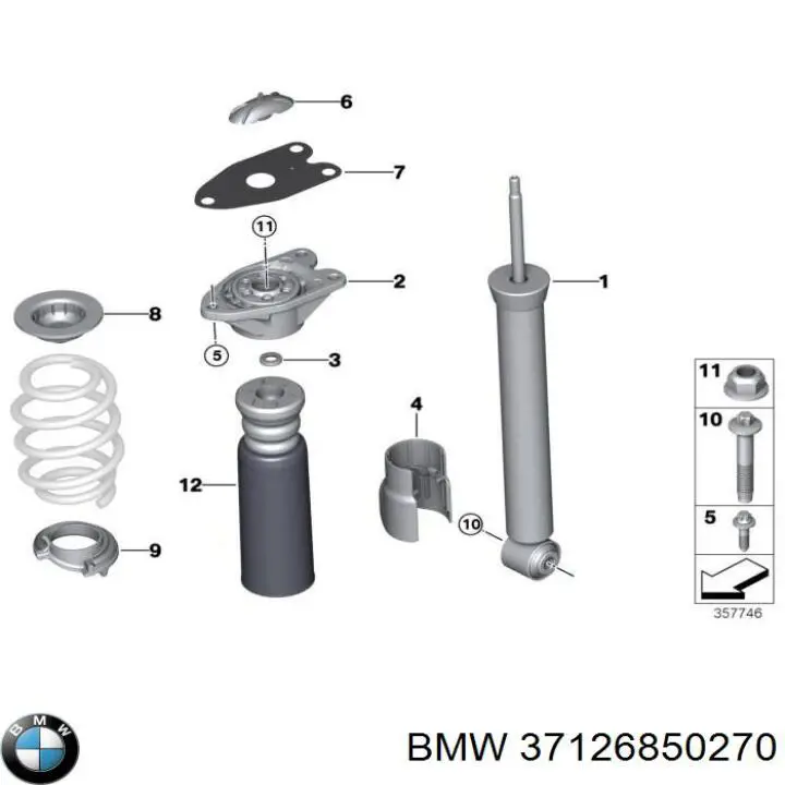 Стойка амортизатора задняя BMW 37126850270 цена, от 38.01 USD