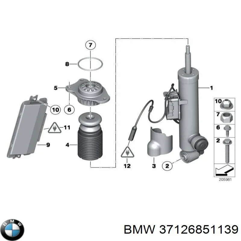 Амортизатор задний левый 37126851139 BMW