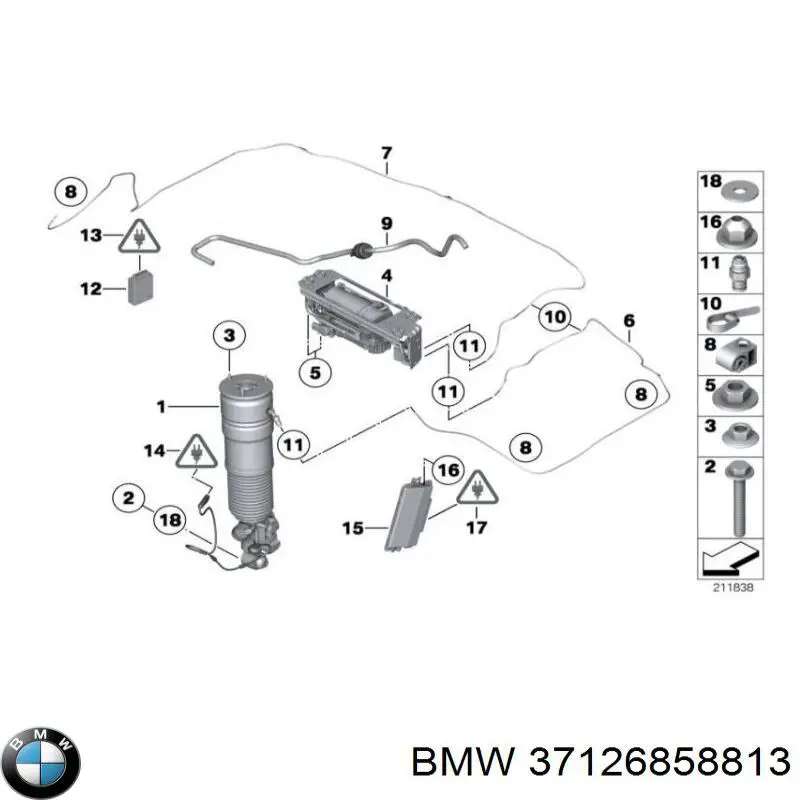 Амортизатор задний левый BMW 37126858813