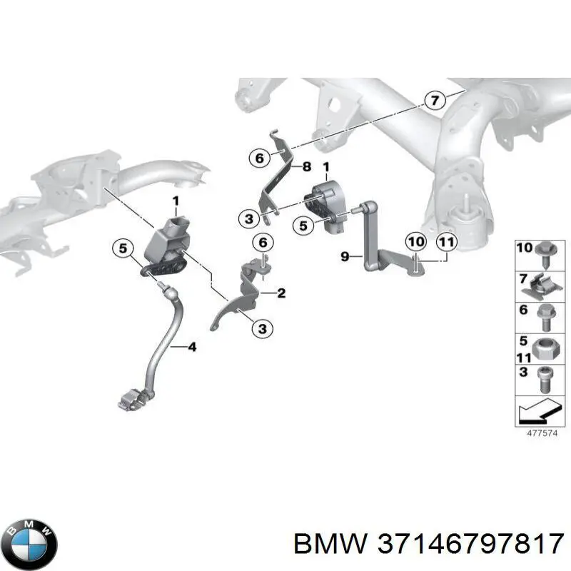 Тяга датчика уровня положения кузова передняя BMW 37146797817