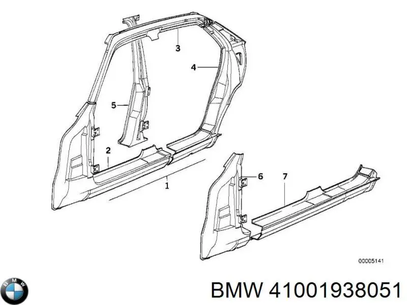 Порог внешний левый 41001938051 BMW