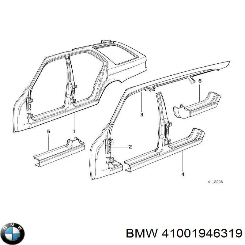 Купить 41001946319 BMW Порог внешний левый