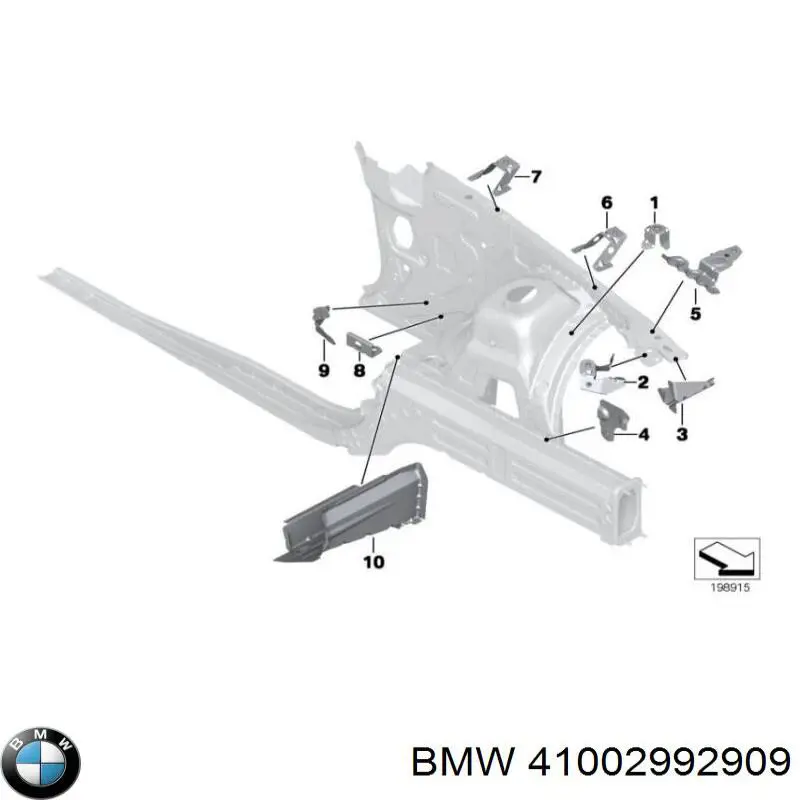 Кронштейн крепления крыла переднего левого передний BMW 41002992909 цена, от 12.67 USD