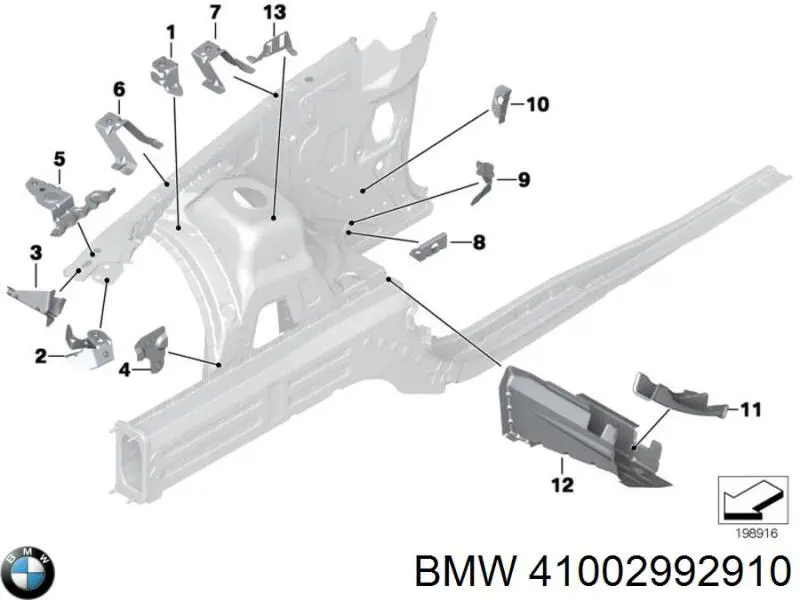 Купить 41002992910 BMW Кронштейн крепления крыла переднего правого передний